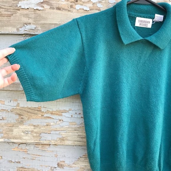 VTG Dark Green Polyester Sweater Shirt - Picture 2 of 4